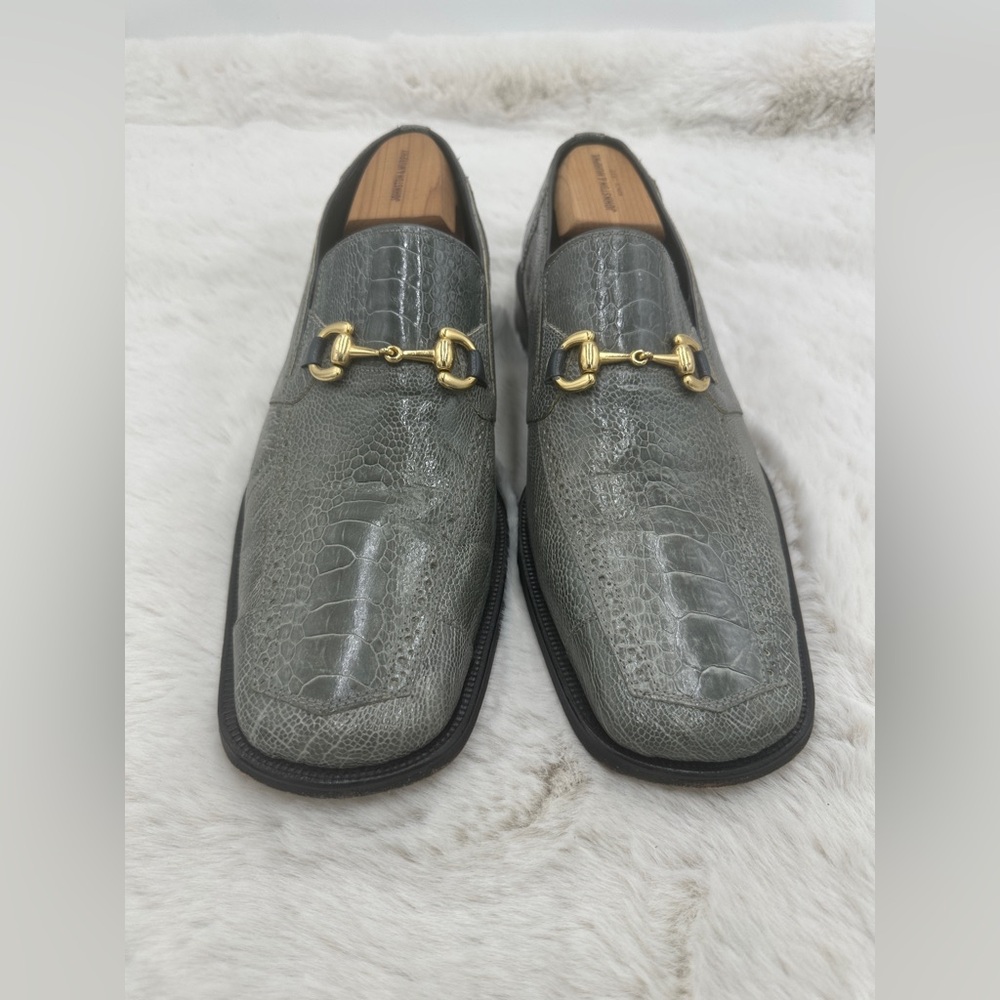 David Eden Ostrich Leg Horse Bit Loafers Men’s Dress shoes 10.5 - Picture 3 of 11